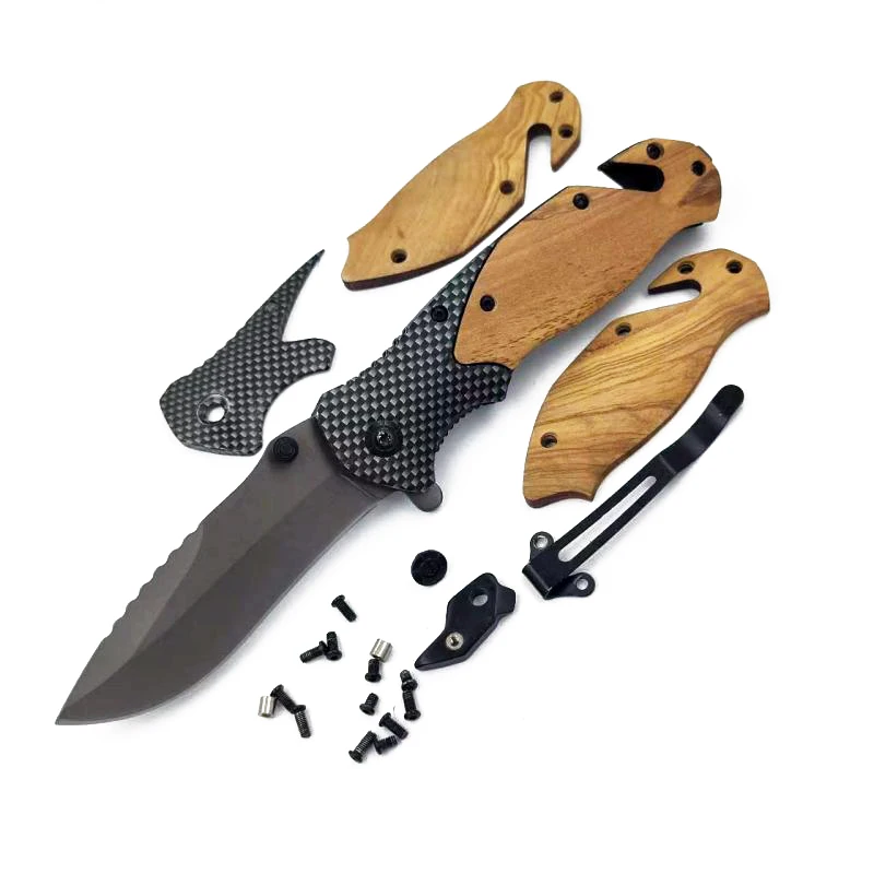 Folding Pocket Hunting Knife Amazons Seller X50 Olive Wood Handle Camping Blanks Hunting Knife
