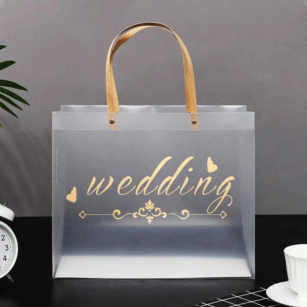 4pcs Wedding Season Transparent Pvc Plastic Gift Bags With Handle, Reusable Clear  Gift Packaging Tote Bags For Candy, Flowers, Suitable For Shopping,  Wedding, Birthday, Party Gift, 11*11*4.72 Inch