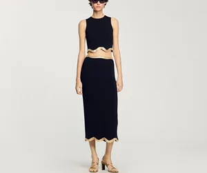 New Fashion Retro Simple Temperament Casual Versatile Diamond Wavy Edge Women's Cardigan Sweater Vest