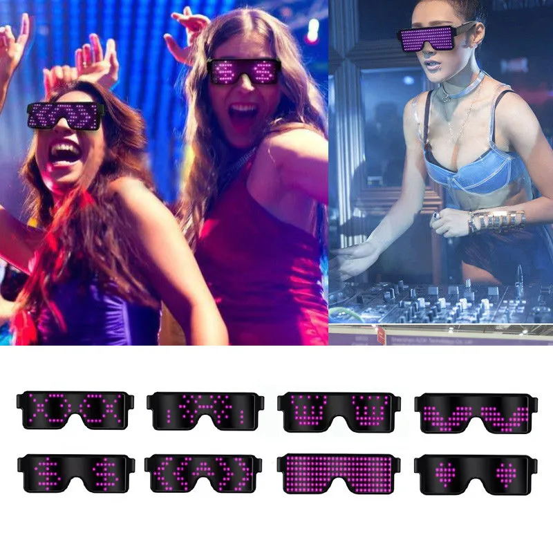 8 Modes Quick Flash USB Led Party USB charge Luminous Glasses Glow Sunglasses Christmas Concert light Toys Christmas decorations