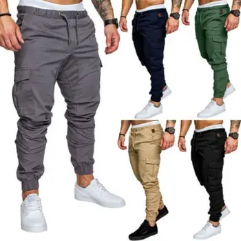 2024 New Fashion Men Multi-pocket Hip Hop Pants Trousers Sweatpants Male Casual Cargo Pants Canvas Fabric Medium Outdoor Wear
