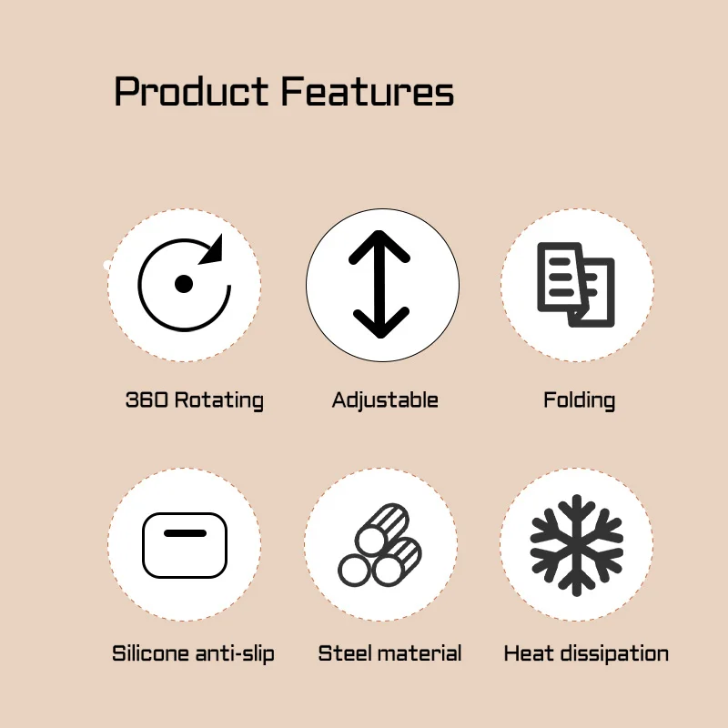 2025 New Design Foldable Phone Stand for Desk  Anti-slip 360 Rotating Metal Mobile Phone Holders for All Phones Dock Holder