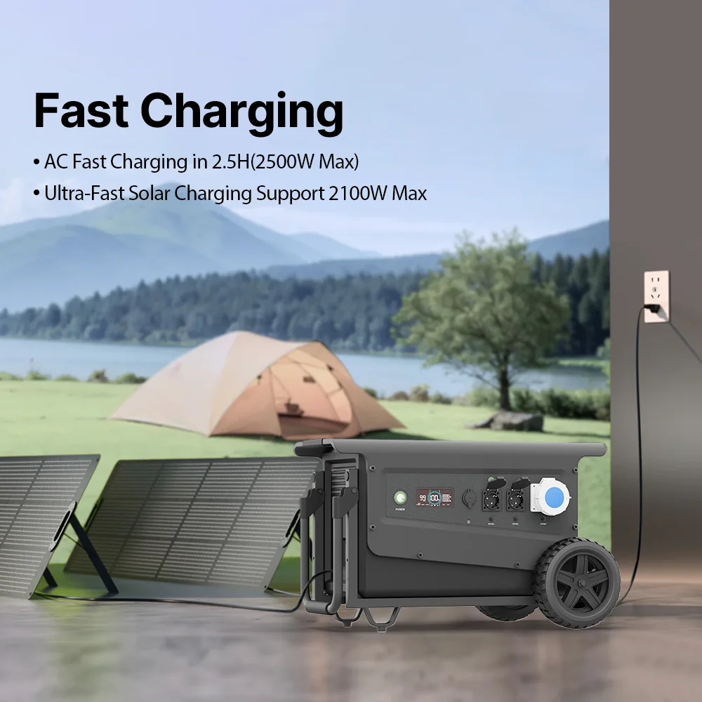 SOUOP W5 5000W UPS All in One Home Backup Battery 5040Wh Waterproof LiFePO4 Portable Power Station Solar Generator with Wheels
