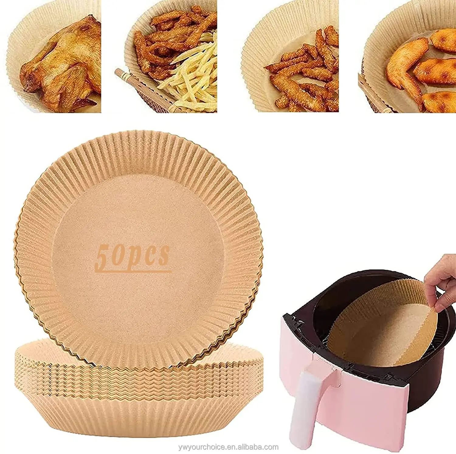 50pcs Nonstick Disposable Air Fryer Liners 6.3in Square Baking
