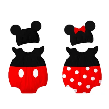 Popular Newborn Baby Boys' Rompers 2020 Baby Overall Sleeveless Bodysuit Set Mickey and Minerva Mouse Costume