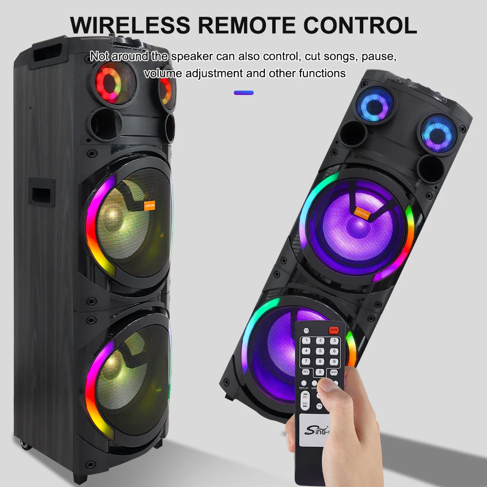 SING-E ZQS12209 100W RGB LED Party Speaker - Dual 12-Inch Bass