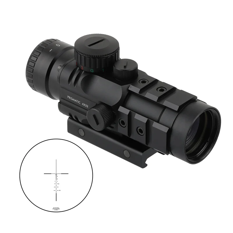 Focuhunter Tactical 4x32 Prism Scope Red Green Blue Illumination Hunting Optics Sight 4x Prism Scopes Hunting Accessories