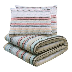 New Pattern Soft Enough Stripes Seersucker Microfiber King Size Quilt Cover Set Luxury Duvet Cover Bedspread Set Bedding Set