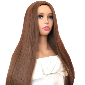Black women's straight long wigs are made entirely with natural hair thread, heat-resistant wigs, and multiple colors for Hallow