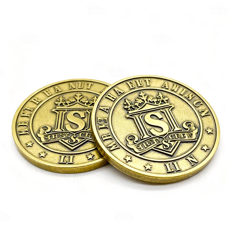 Moeda Comemorativa Personalizada de Liga de Zinco com Acabamento Antiquado Dourado, Moeda de Coleção em Duas Zonas, Fundição sob Pressão, Esmalte Macio, Presentes e Desafios