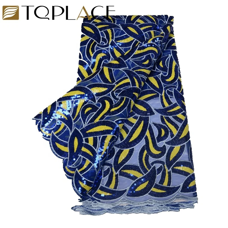 New products High Quality African Sequins Lace Fabric  Net Embroidery Tulle Lace