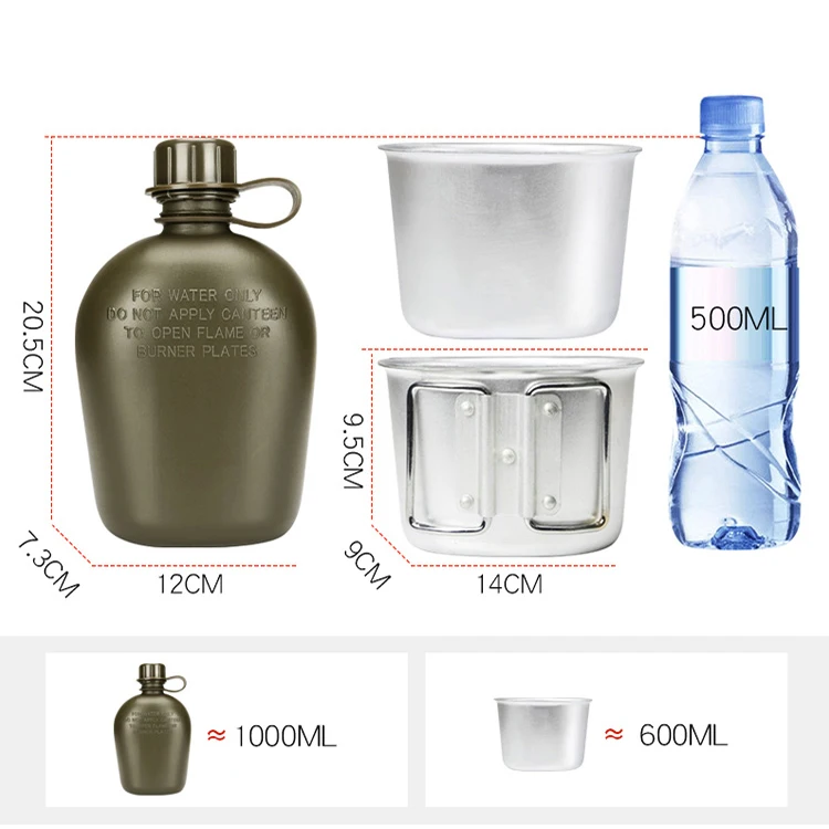 outdoor aluminum canteen water bottle camping