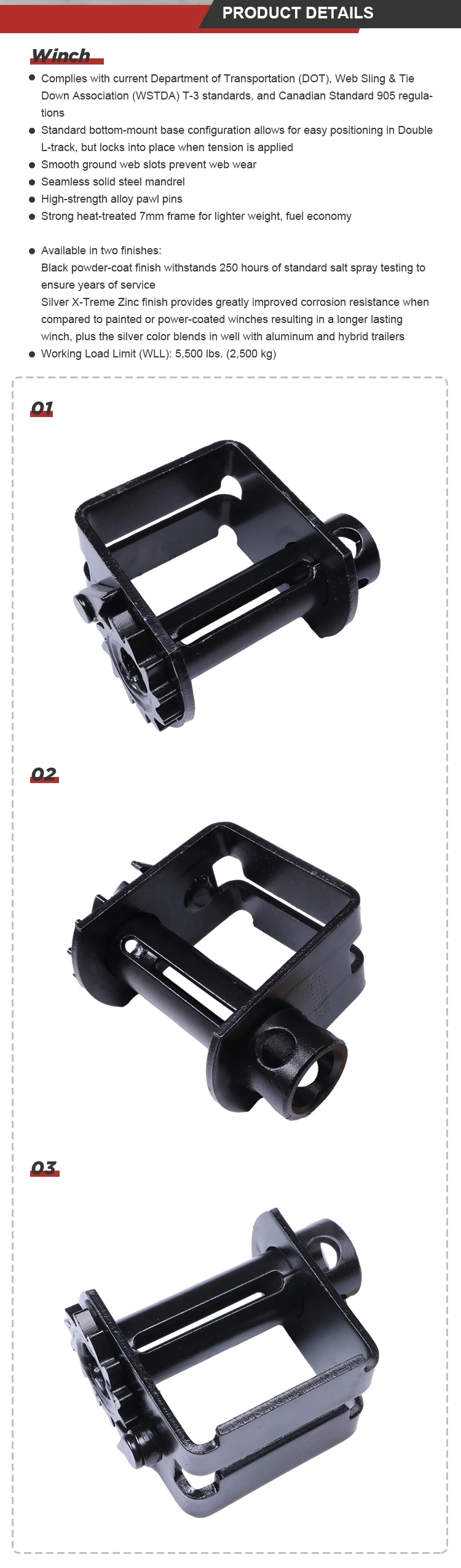 Standard Double L Track Sliding Winch 4
