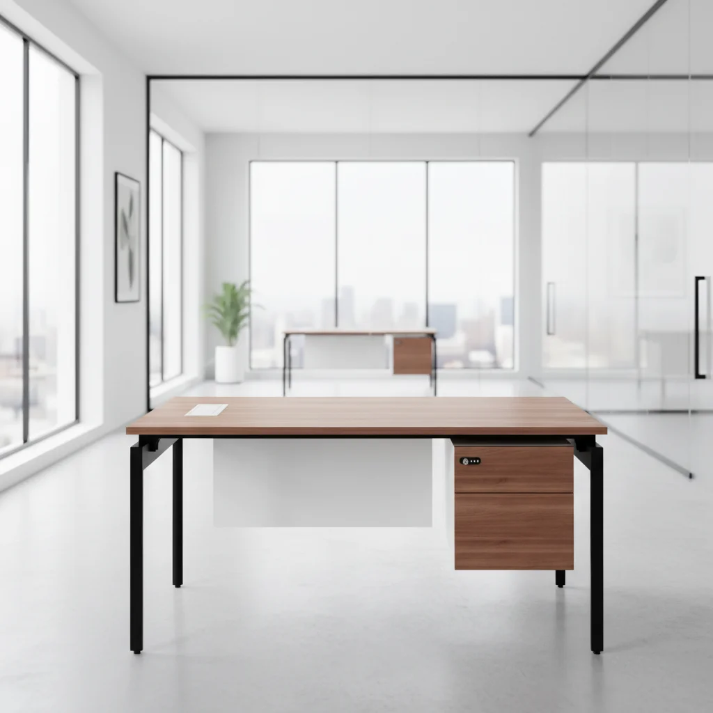 Manager Workstation Double Storage Design Wood Frame Foldable Adjustable Shelves Business Office Desk Modern Ergonomic Desks 5