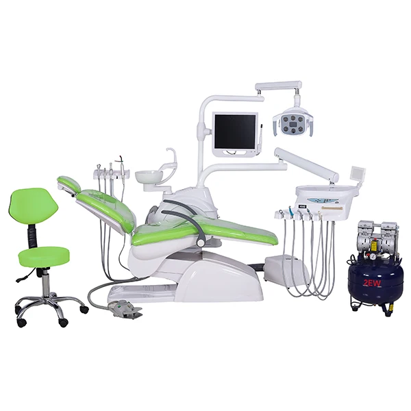 CE approved hot selling dental chair LED sensor light with tissue box glass ceramic spittoon dental hospital treatment chair manufacture