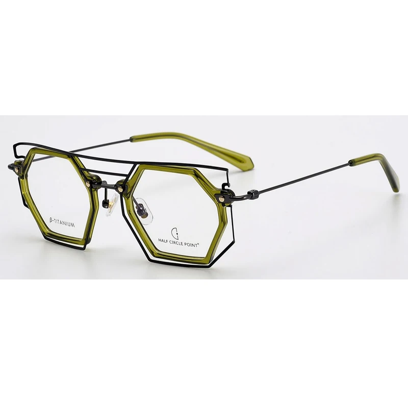 High Quality Titanium Optical Eyeglass Frames Luxury Hexagonal Metal Glasses Frame Stylish Fashion High End Design
