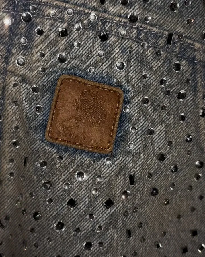 Manufacturer Designer Punk Cotton Oversize Zipper Diamond Rhinestone Hoodie Streetwear Vintage Man Jean Denim Men's Jacket gallery 4