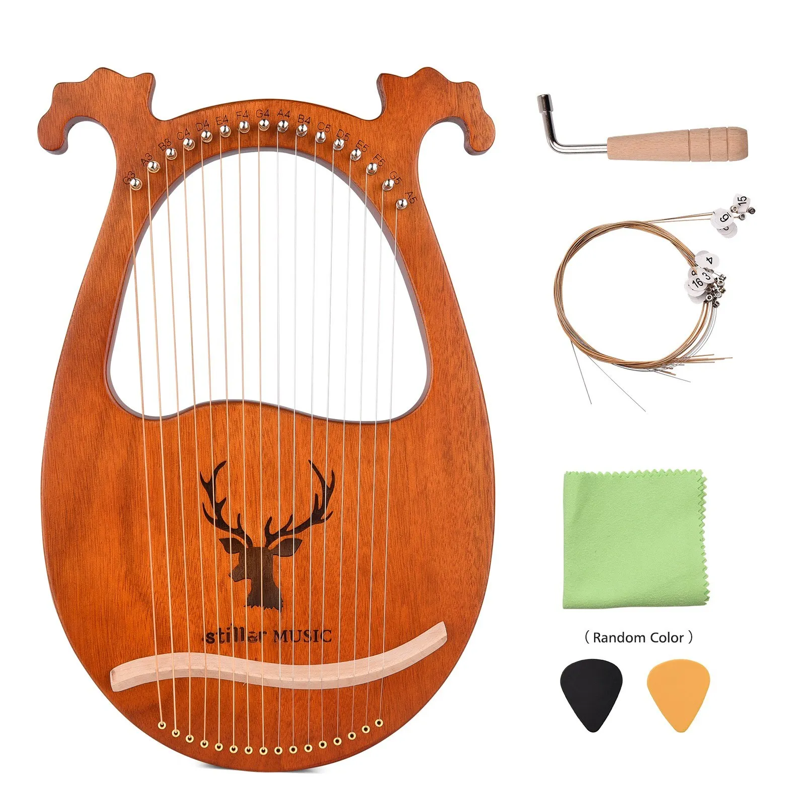 Wooden store lyre harp