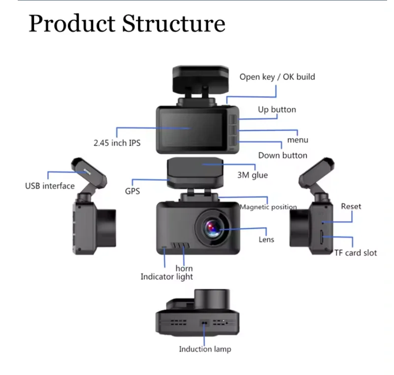 Hot Sale Dual Dashcam 4K Ultra HD Gesture Photo Car Dash Camera with Wifi and GPS Tracking