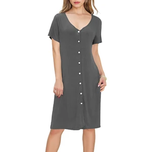 Oversized Women's Nightshirt Bamboo Viscose Sleepshirt Pajama Nightdress Ladies Nightgown Custom Sleep Dress