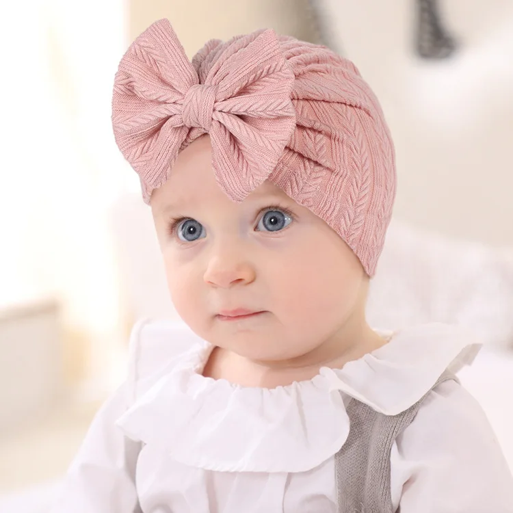 Large Bow Newborn Turban Hat for Girls Knot Baby Head Wrap Beanie Knot Headband 