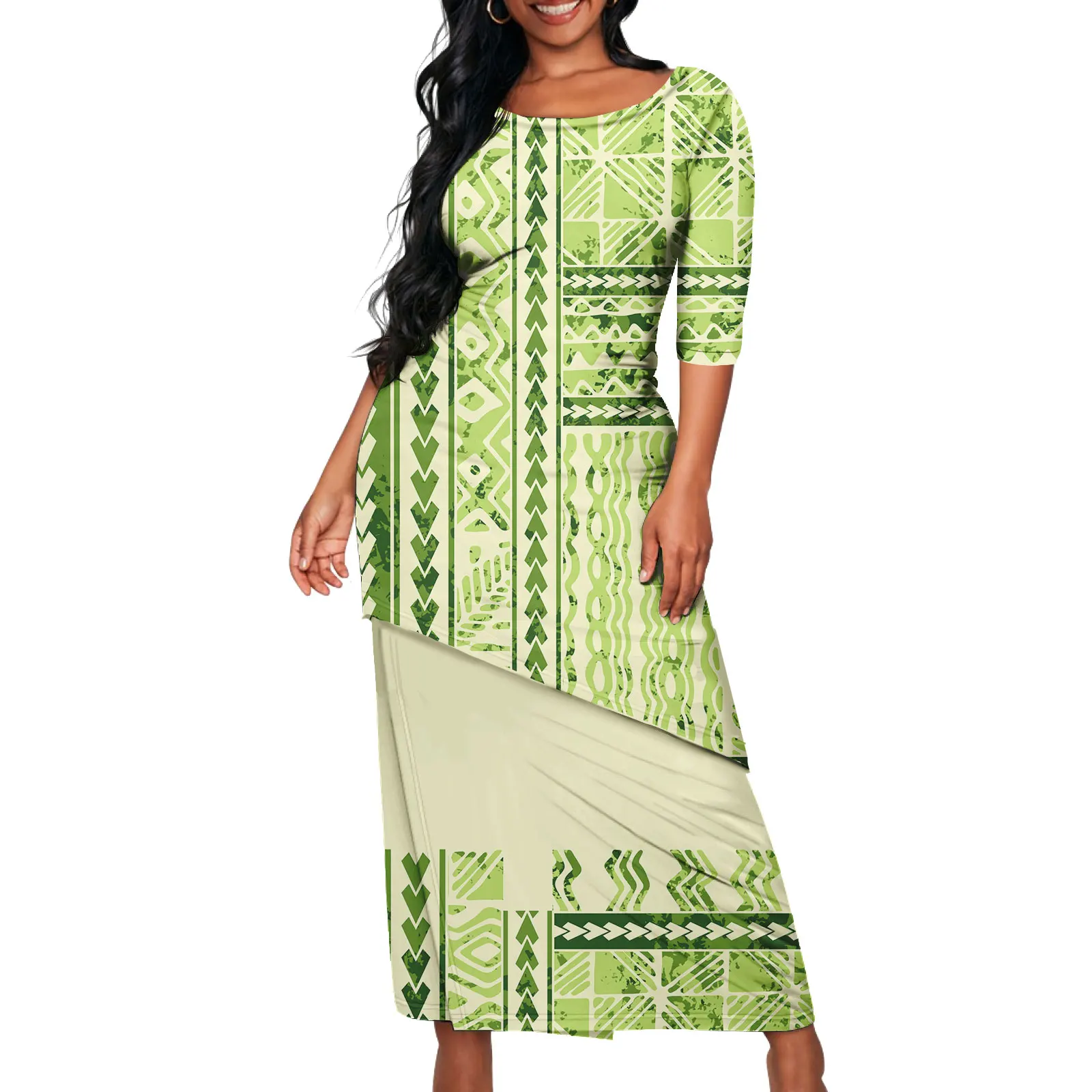 tapa dress designs Fiji Puletasi Tapa Designs Dress Samoan Polynesian Tribal 2Pcs Dresses  Hawaiian Customized Women's Church Traditional Clothing