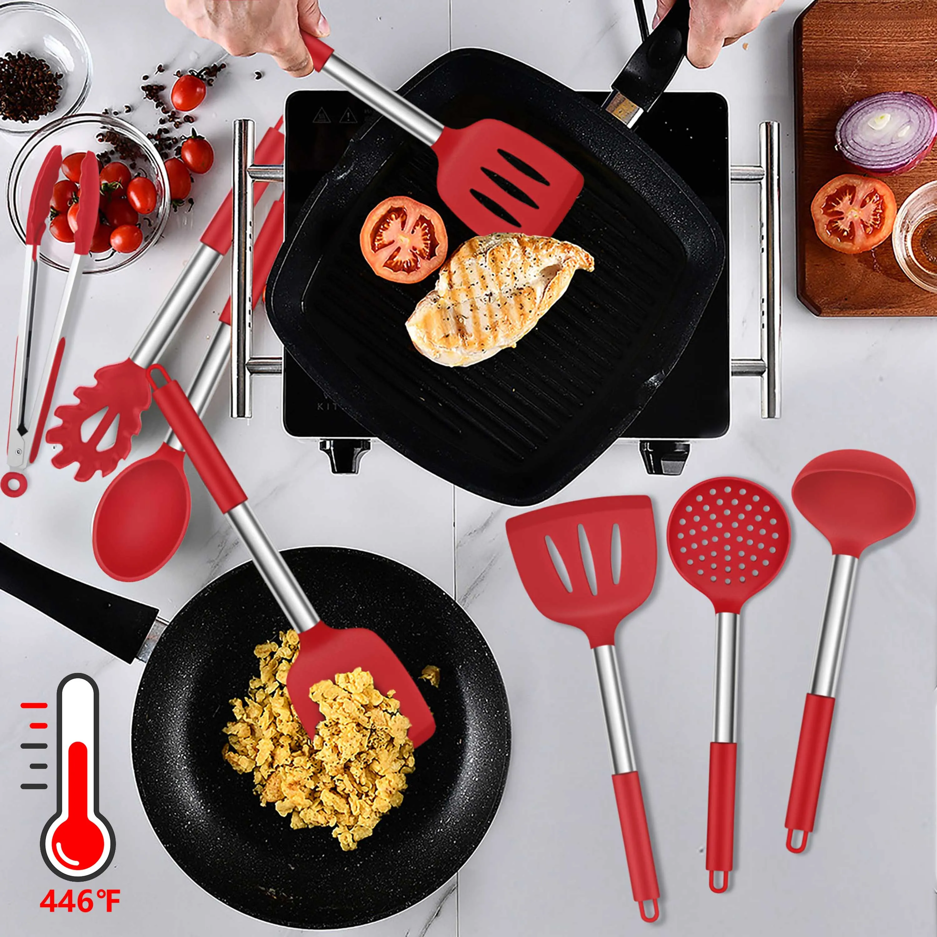 Custom High Quality Heat Resistant Cookware Kitchen Set Silicone