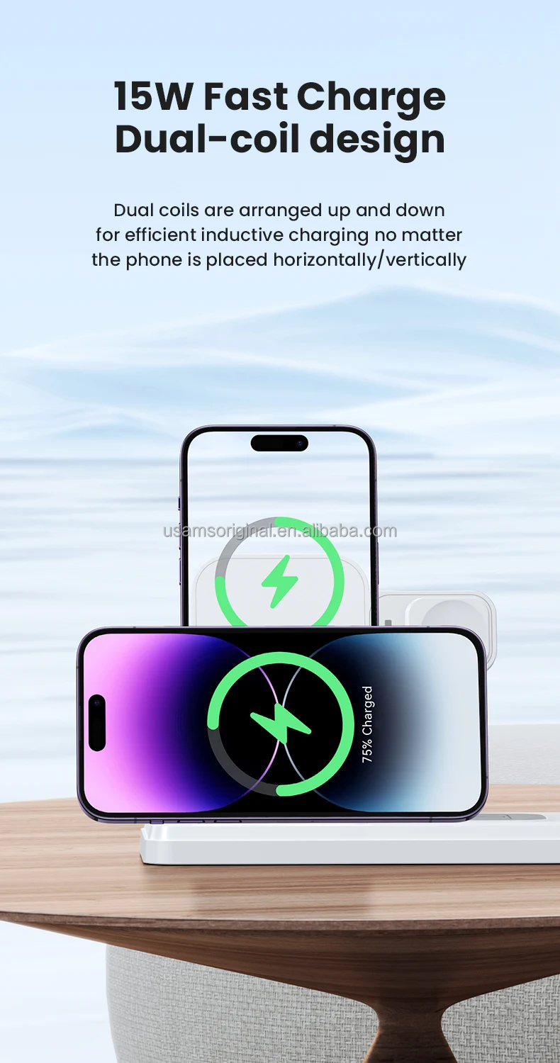 Usams Cheap 15w 4in1 Wireless Charging Holder With Table Lamp Wireless ...