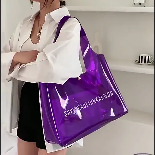 Fashion Custom Logo Crossbody Shoulder Jelly Shopping Large Transparent