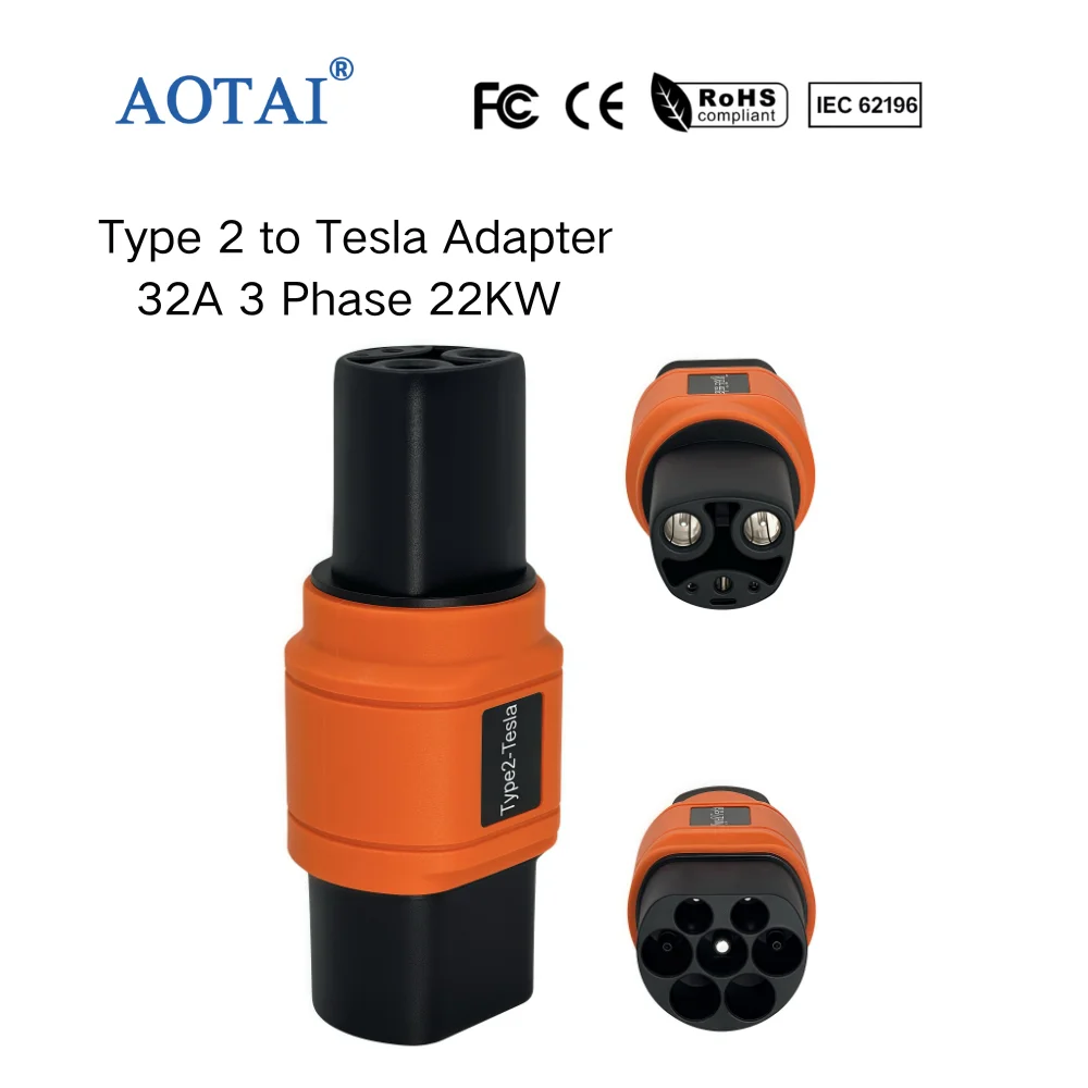 Adaptateur de charge AOTAI EV Type 2 vers NACS, convertisseur pour stations de charge Tesla, compatible avec Model Y/S/3