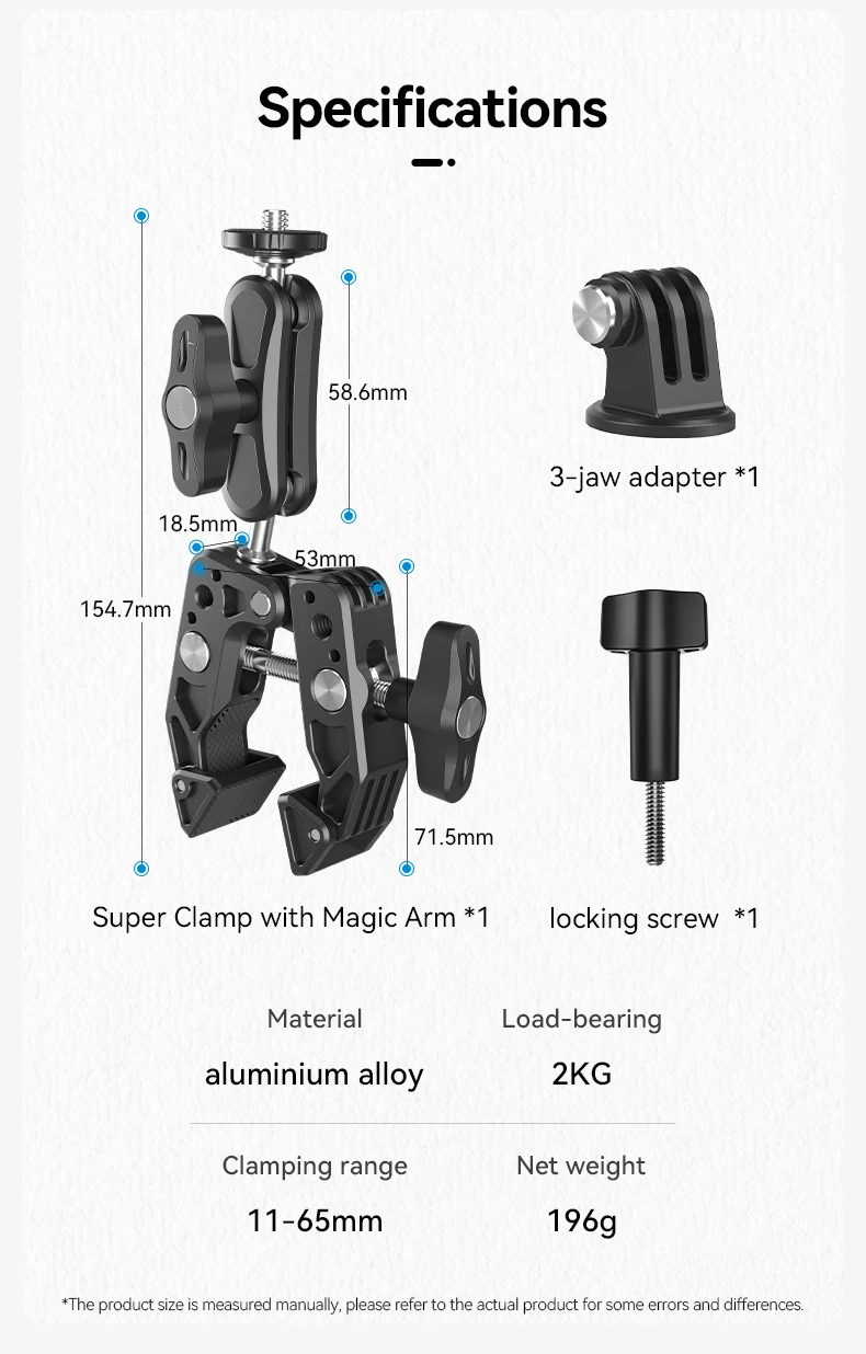 Telesin Aluminum Alloy Multifunctional Powerful Crab Clamp mount for Camera/Action camera/Phones