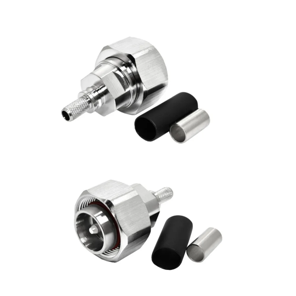 Mini DIN 4.3/10 Male Plug Straight Crimp Rf Coaxial Connector for LMR195  Coaxial Cable
