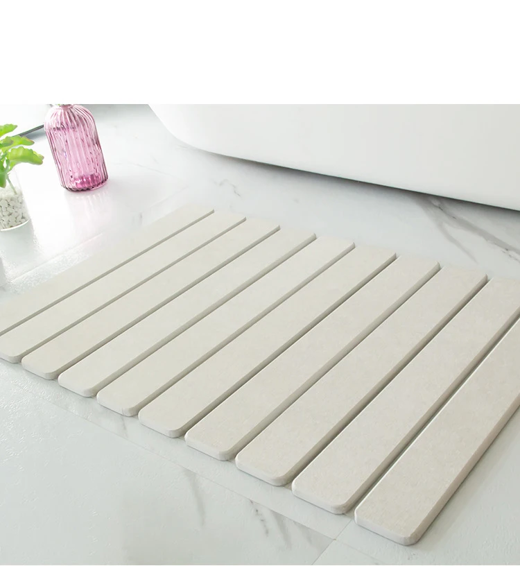 Fashion Water Absorbent Foldable Bath Mat Bathroom Earth Diatomite Stone Bath Pads supplier