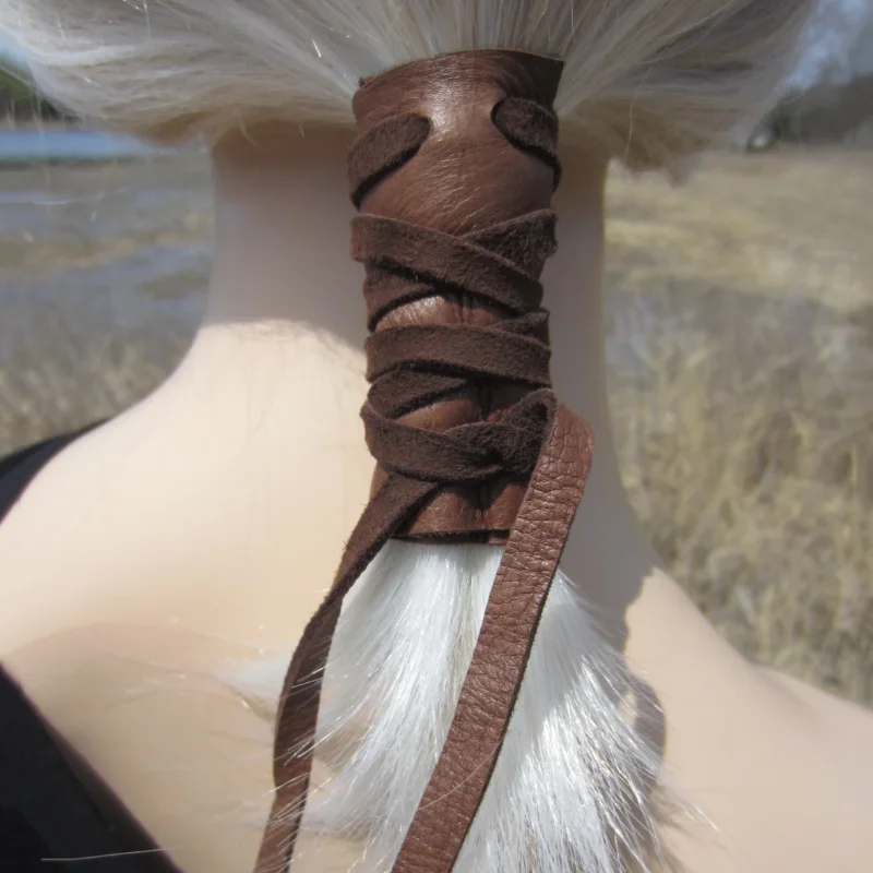 Ponytail Wrap for Motorcycle Durable Leather Hair Holder