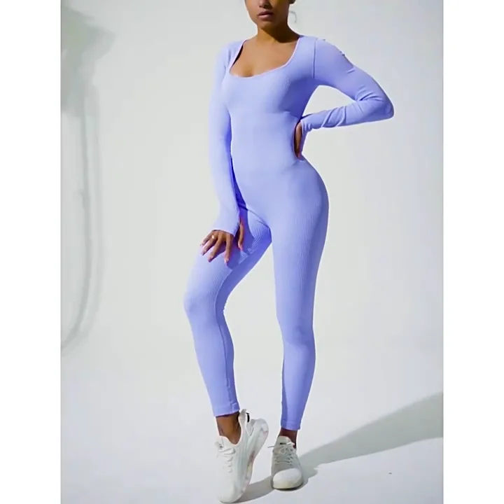 Spring Dance Seamless Fitness Sports Jumpsuit Tight Long-sleeved Yoga ...