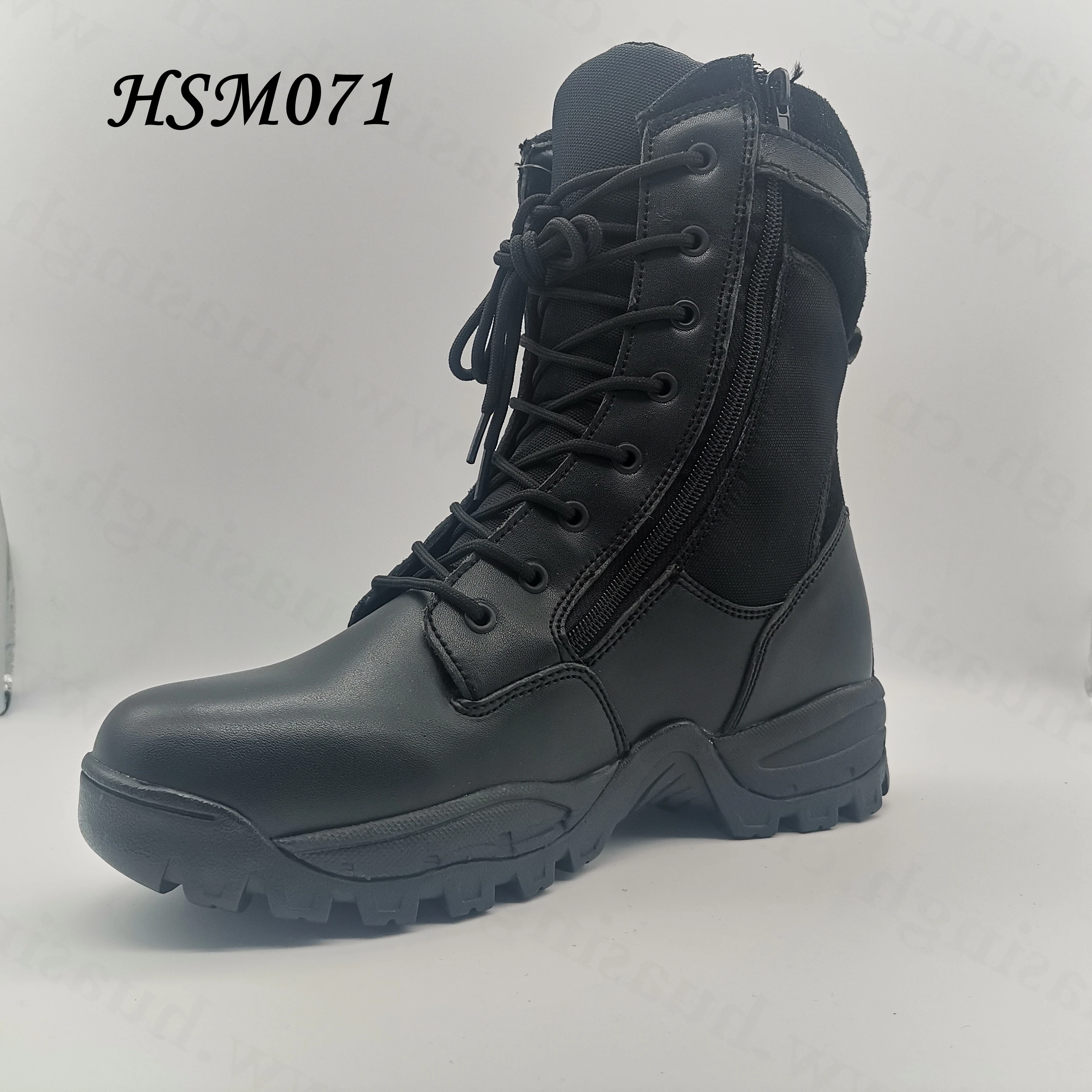 YWQ,8 Inch Shock-proof EVA+rubber Outsole Black Military Boots Oblique Side Zipper Design Outdoor Training Police Boots HSM071