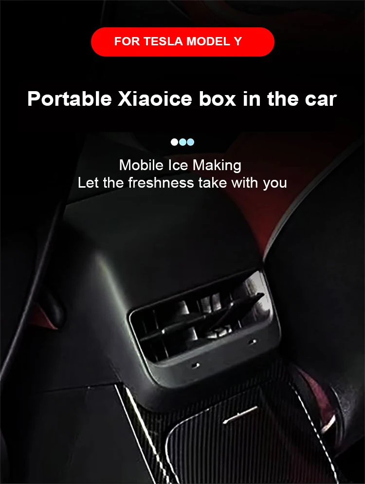 Frozen 12v Ev Car Refrigerator Mini Fridge For Tesla Model Y Built In Fridge Interior