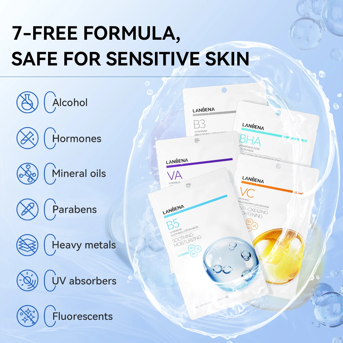 LANBENA Hot Sales VITAMIN B5 Collagen Face Sheet for Women Facecare Mask for Skin details