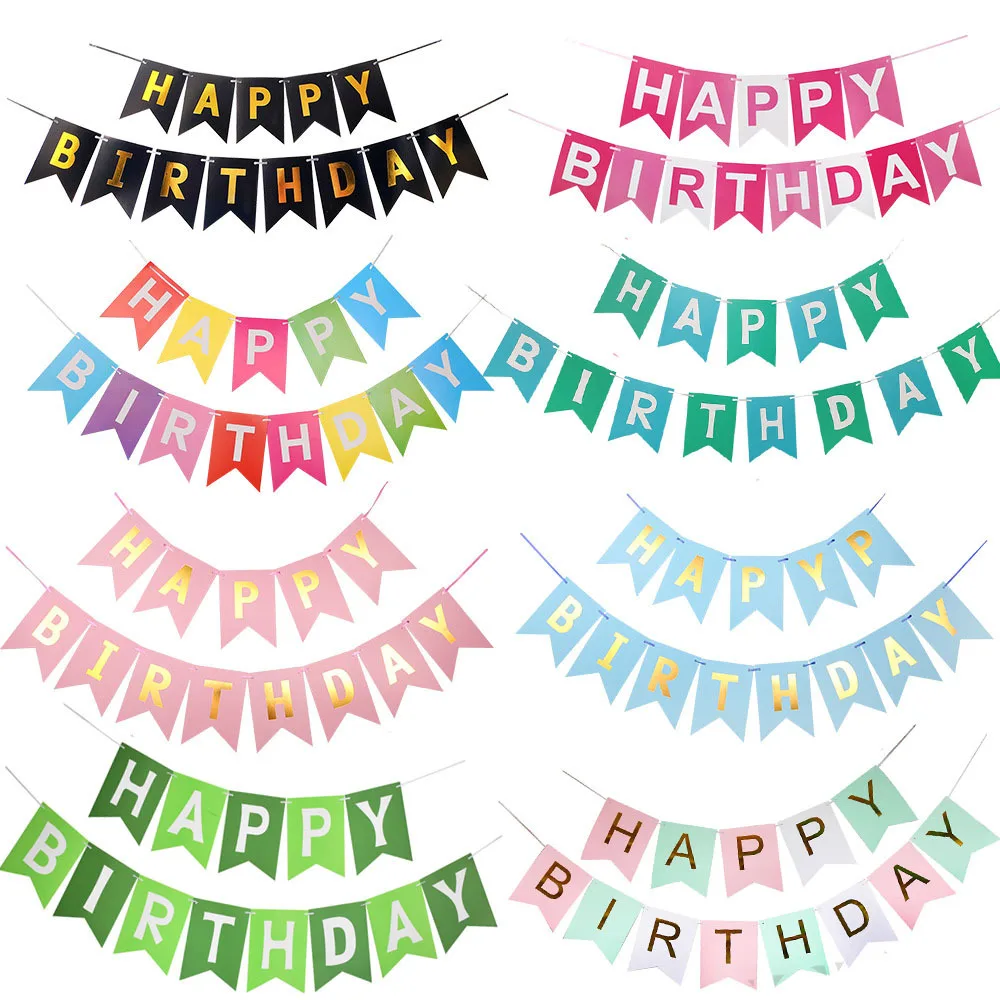 Happy Birthday Banner Garland Bunting Colorful Gilding Font Party Decoration For Baby Shower Hanging - Buy Neon Happy Birthday Banner For Party Decoration Supplies,Neon Fluorescent Glow Hanging Decoration In Dark Party,Reactive Uv
