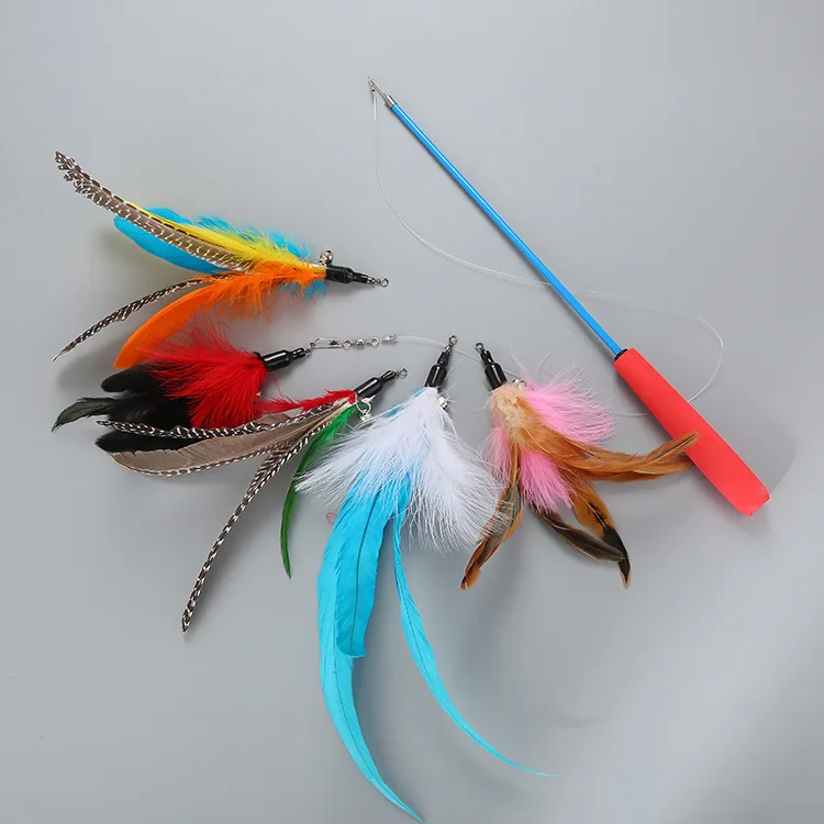 Выдвижной игрушечный тизер для кошек с 5 альтернативными кошачьими игрушками