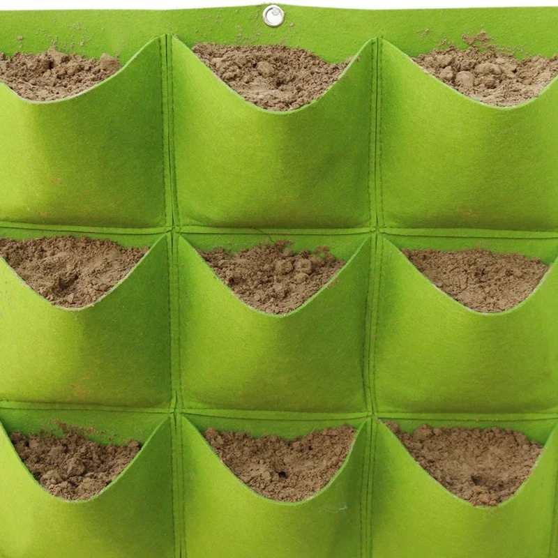 Wisebom Borse da Coltivazione Piante da Appendere, 6Tasche Borsa Fioriera Parete Giardino Verticale Traspirante, Sacchetti per Piante in Feltro per Fiori Fragole Decorazione (Nero