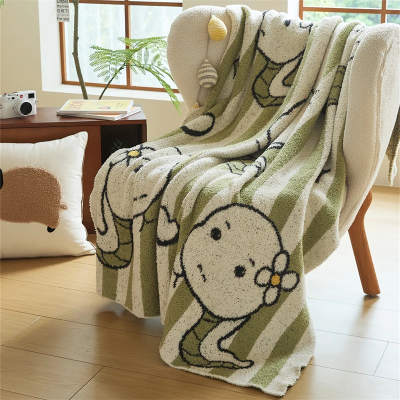 SNK Cute New Soft Snake Pattern 100% Polyester Knitted Throw Blanket Home Decoration Custom Sofa Custom Winter Children Gift