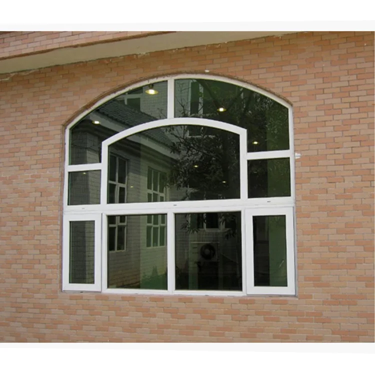 Frame Aluminum Round Pictures Window with Grill Design Burglar Proof Window Half Circle  Window Motor Puerta Corredera