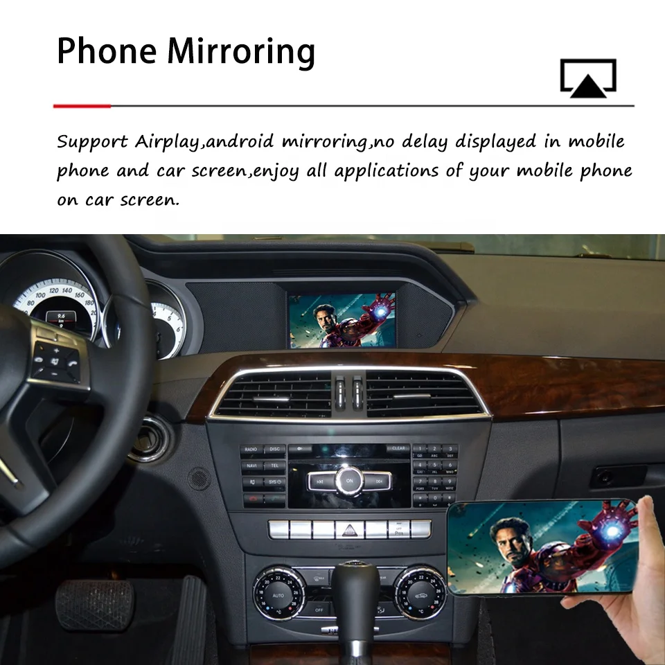 Wireless CarPlay Android Auto Retrofit Interface for Mercedes W204 W176 W246 W166 R231 C218 W212 C117 R172 Rear Camera Decoder