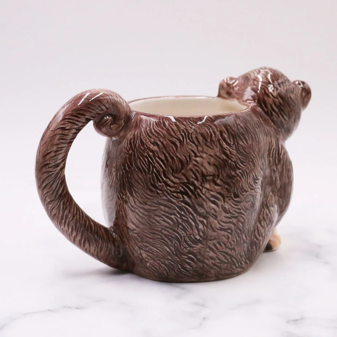 Artificial Monkey Design Ceramic Animal Shaped Coffee Mugs for Kid Drinkware