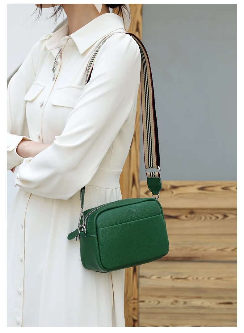 Designer Leather Women's Crossbody Bag 2023 New Top Cowhide Wide