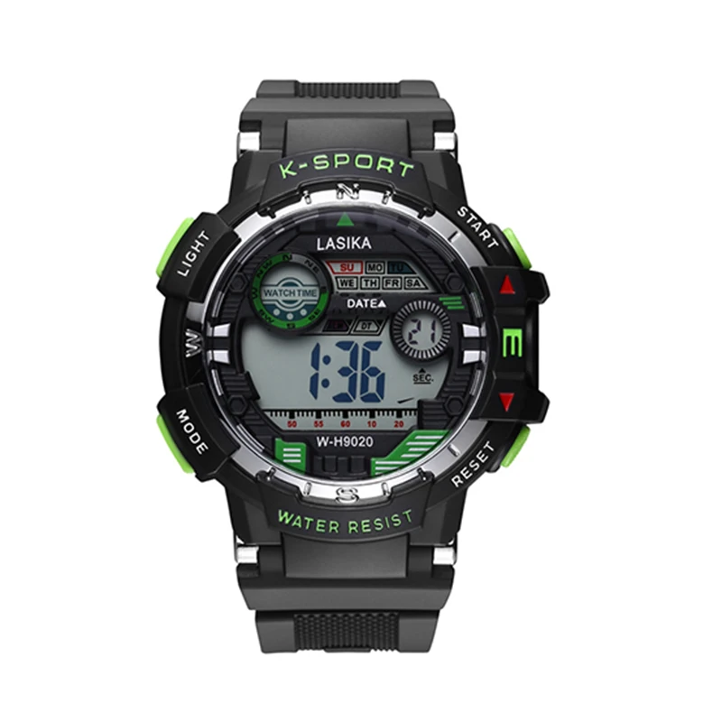 Orologio Sportivo Digitale BR.K Brother King - LED Retroilluminato, Multifunzione, Unisex, Impermeabile 3ATM - Colore Nero/Verde - 5