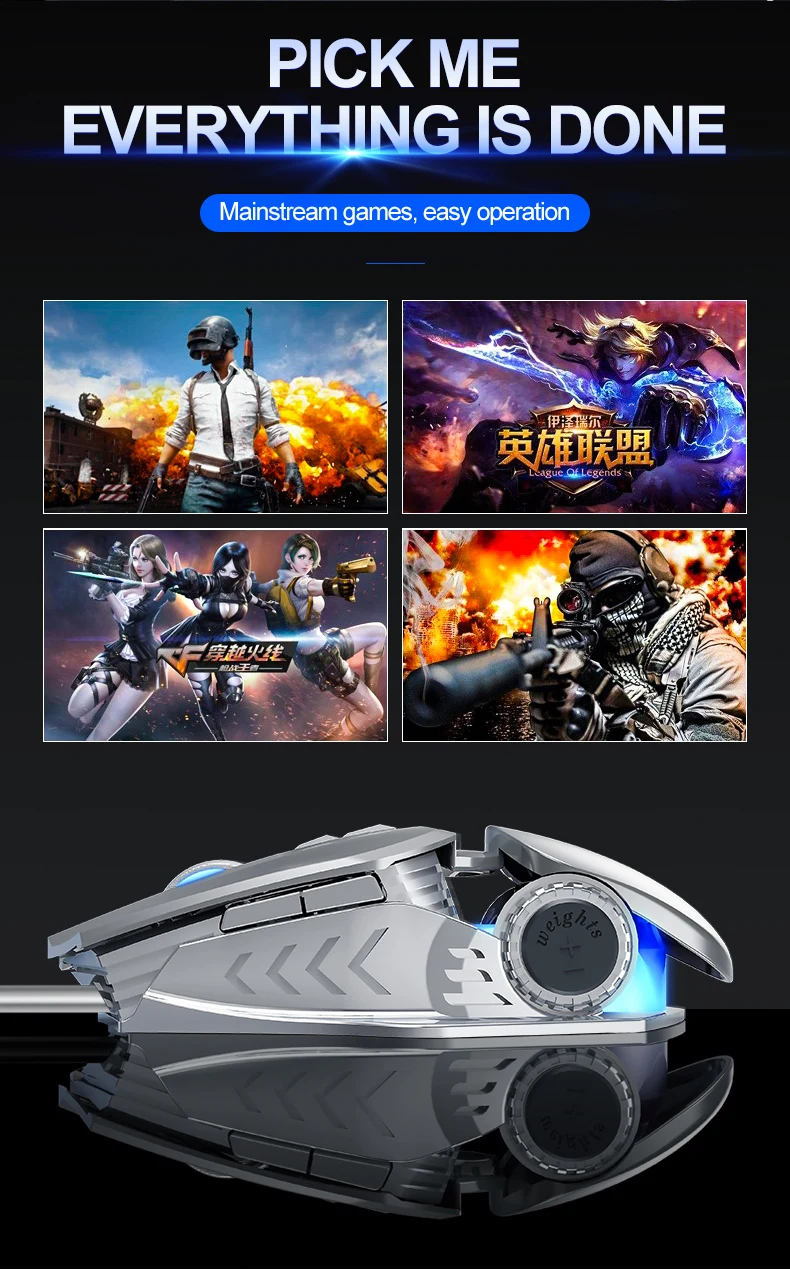 Computer Accessories 4 Colors Breathing Light 150cm Wired Programmatic Game Mouse Switchable DPI Design Office Gaming Mouse