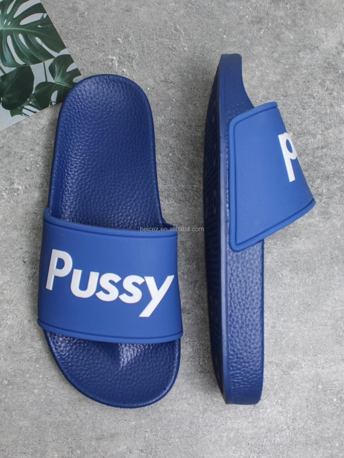Super Soft Pu Slides Beach Custom Slides Logo Plus Size Footwear Summer ...
