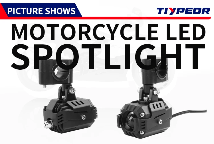 TIYPEOR Super Bright Motorcycle High Power Spotlight Aluminum Auxiliary Headlight Brighter High/Low Beam Headlamp for Off-road details